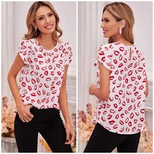 2/$10 NWT Lip Print Blouse (S 4)